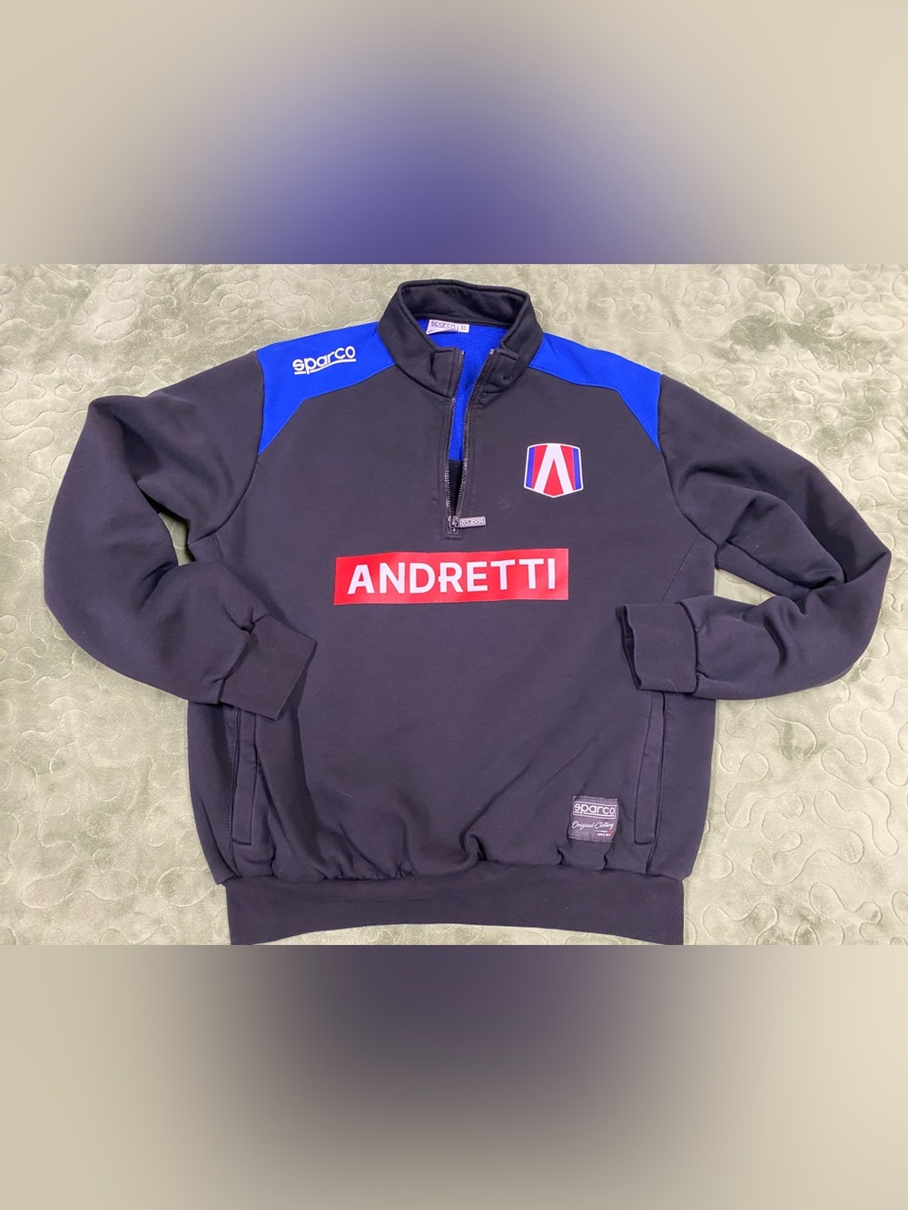 Men’s SPARCO ANDRETTI Indy Car Team Racing Crew Sweatshirt Quarter-Zip, XL